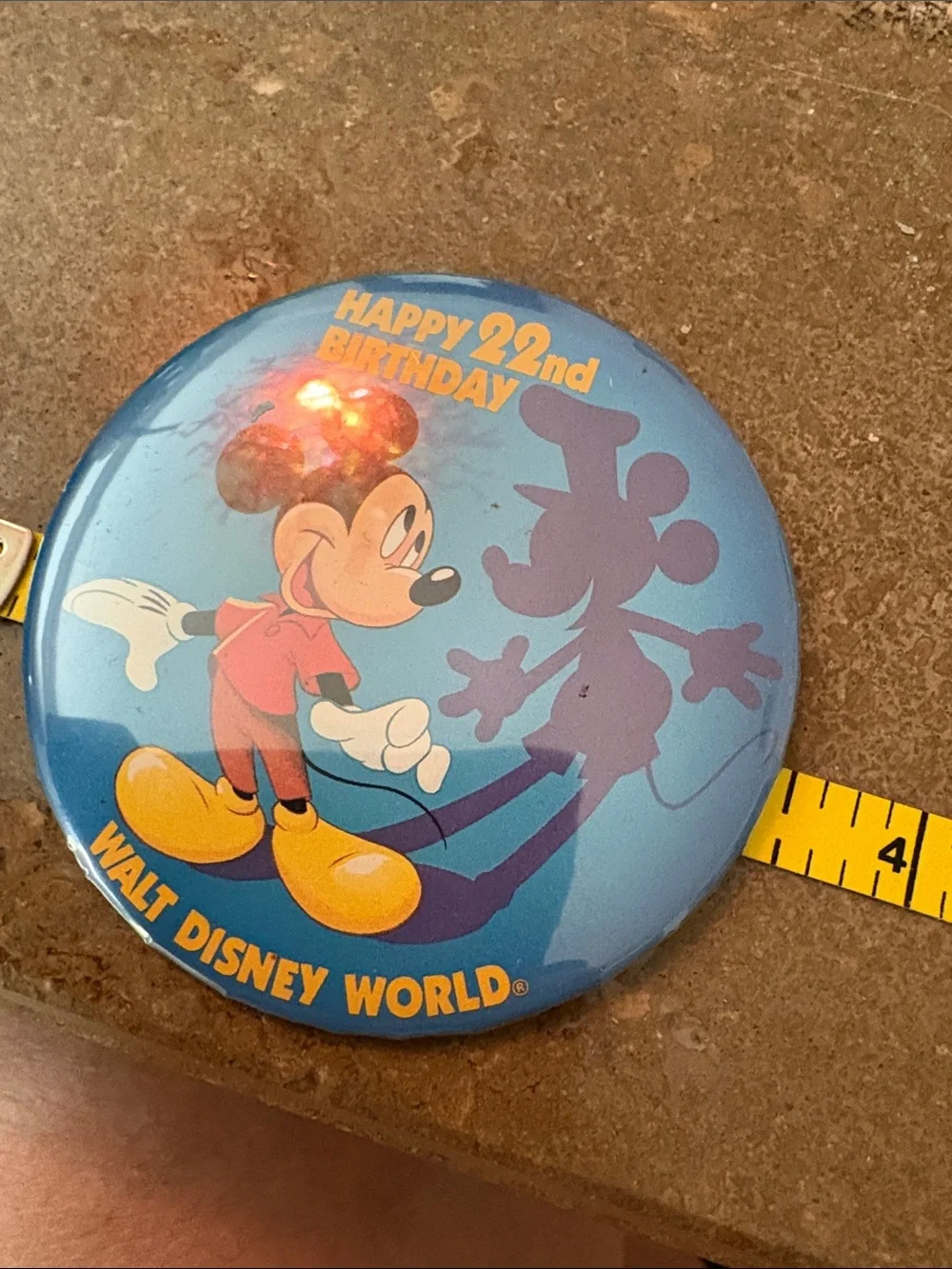 Disney Mickey Mouse Happy 22nd Birthday Blue Button
